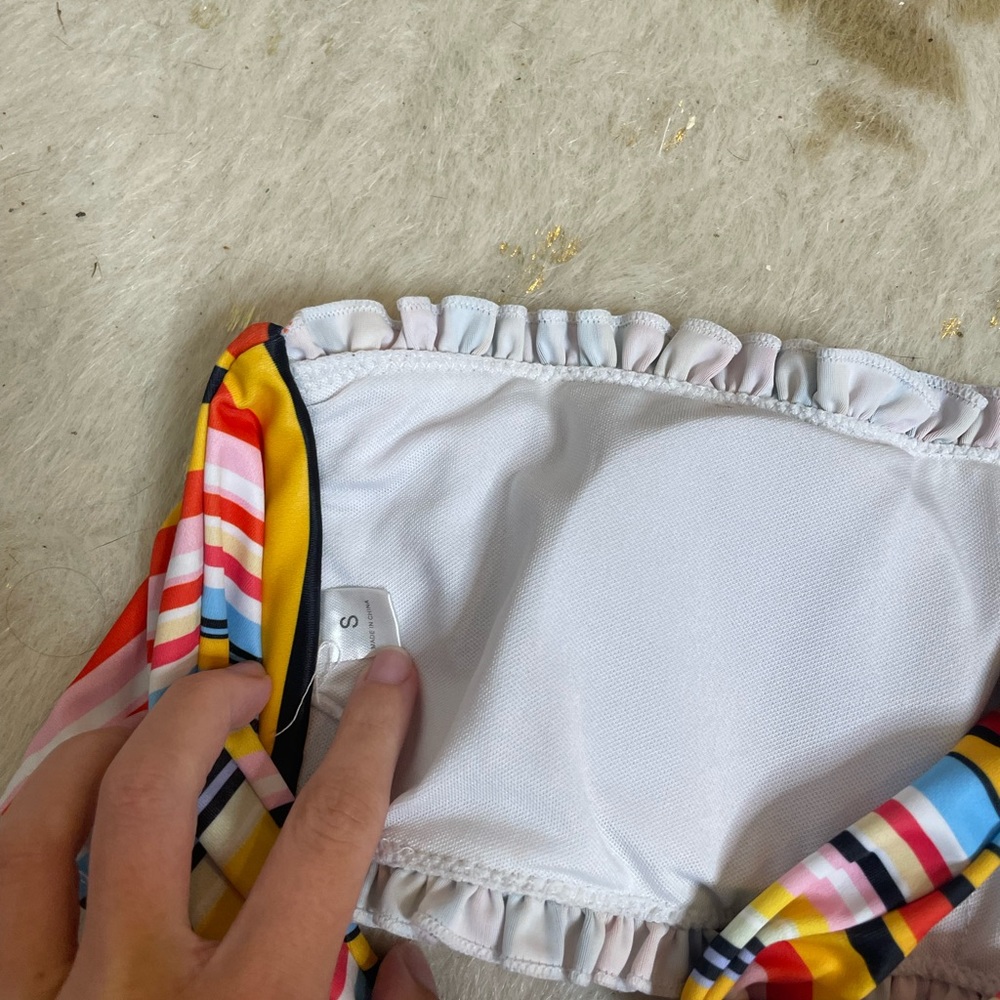 Shein rainbow striped smocked bikini top - Picture 3 of 4